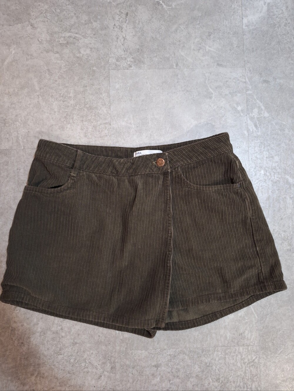 Zara Olive Green Corduroy Skort - Womens Size Large